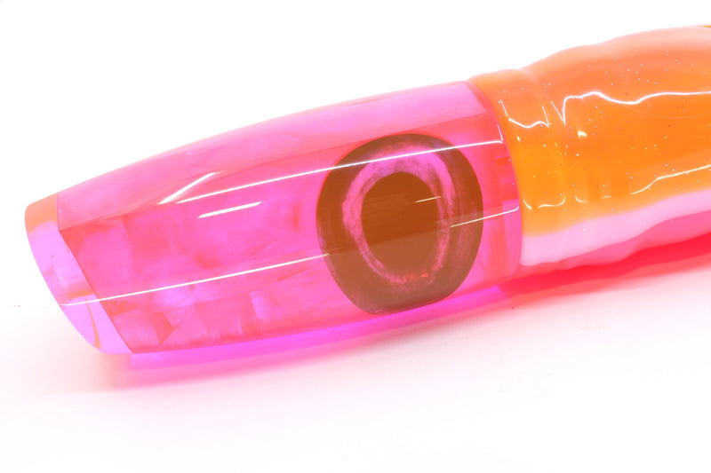 Moyes Lures Fluorescent Pink MOP Large Plunger 14" 14oz Skirted Orange-Pink