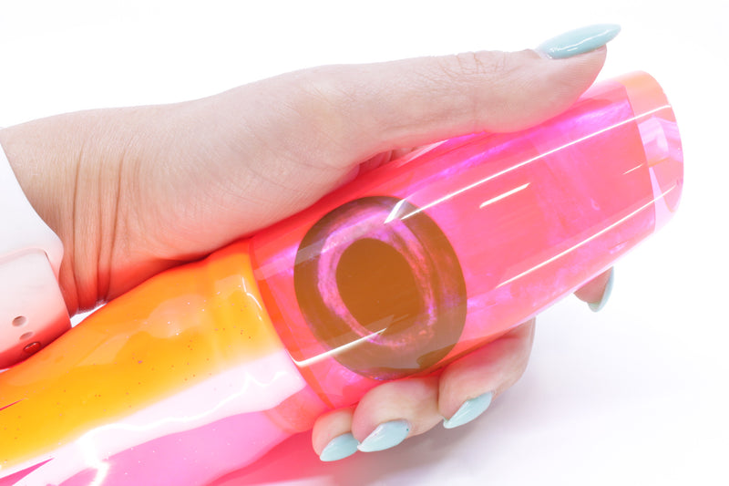 Moyes Lures Fluorescent Pink MOP Large Plunger 14" 14oz Skirted Orange-Pink