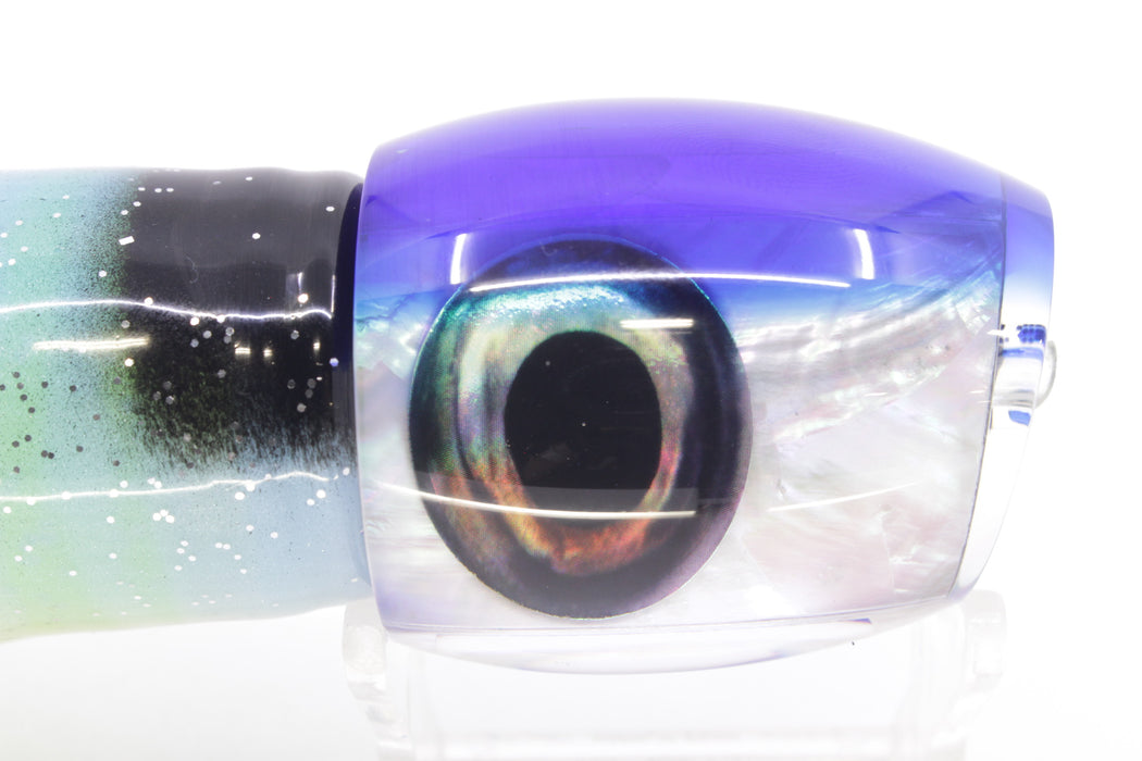 Moyes Lures White MOP Blue Back Medium Blaster 12" 8oz Skirted Fruit Salad