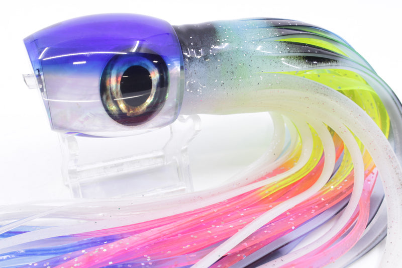 Moyes Lures White MOP Blue Back Medium Blaster 12" 8oz Skirted Fruit Salad