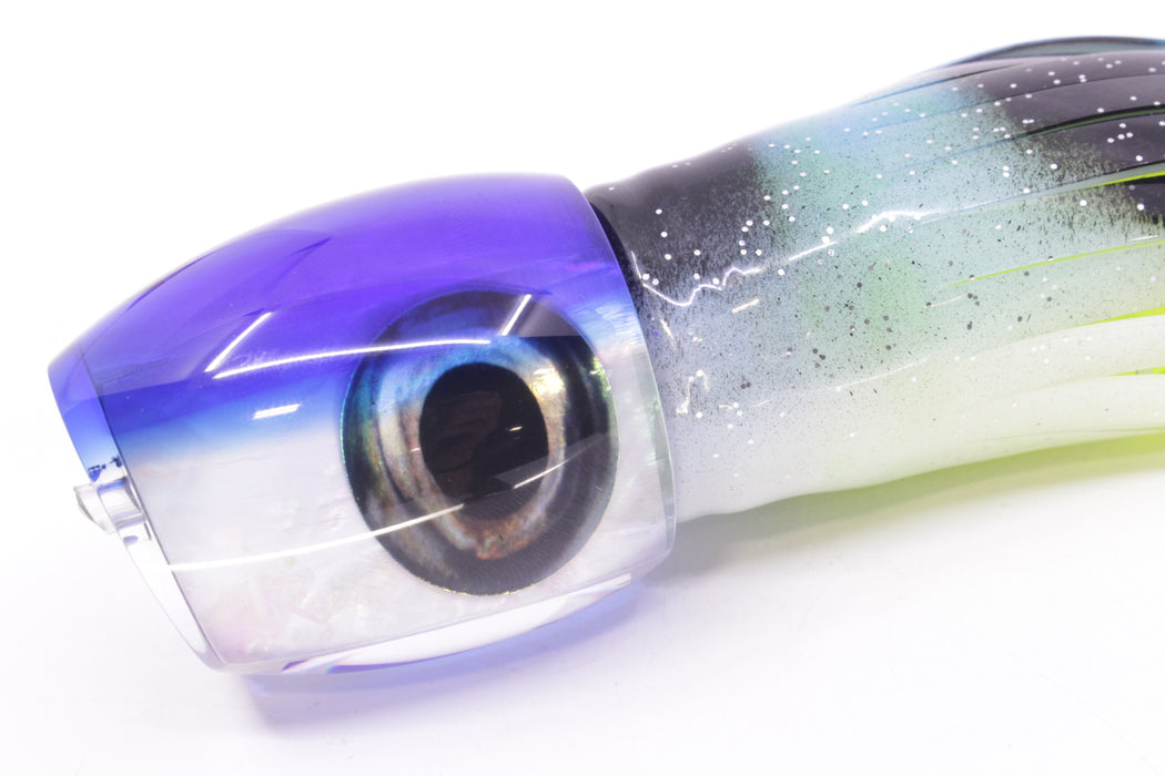 Moyes Lures White MOP Blue Back Medium Blaster 12" 8oz Skirted Fruit Salad