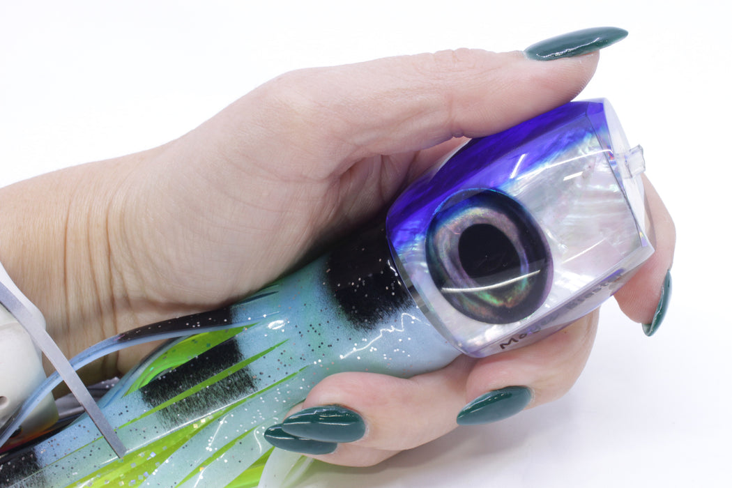 Moyes Lures White MOP Blue Back Medium Blaster 12" 8oz Skirted Fruit Salad