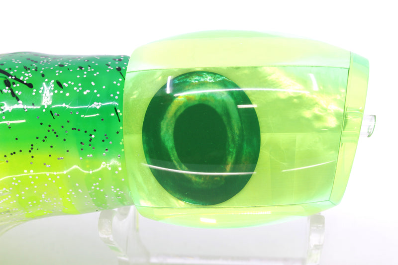Moyes Lures Chartreuse MOP Taxi Eyes Medium Blaster 12" 8oz Skirted Green-Clear/Chartreuse