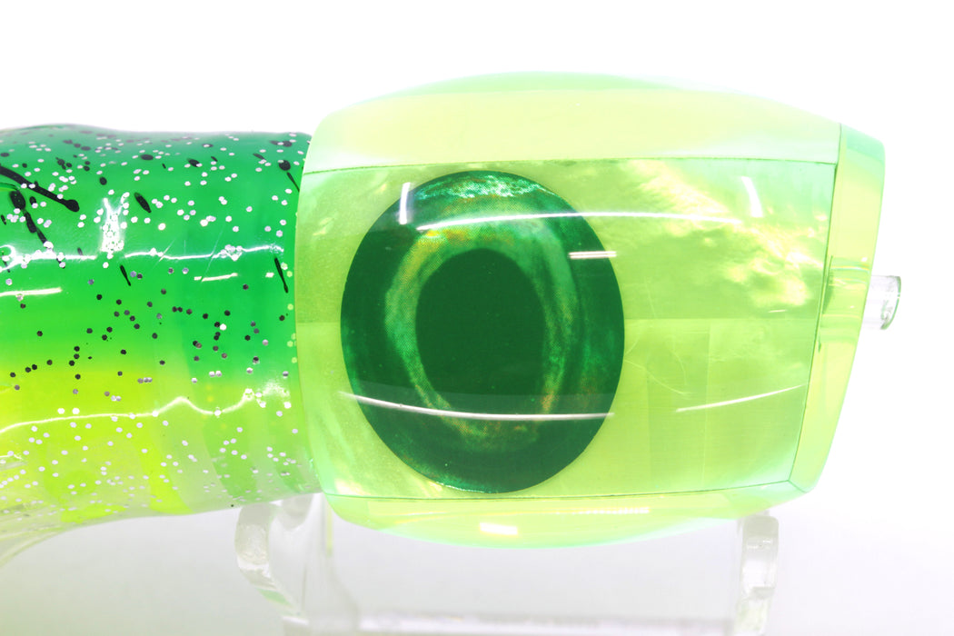 Moyes Lures Chartreuse MOP Taxi Eyes Medium Blaster 12" 8oz Skirted Green-Clear/Chartreuse