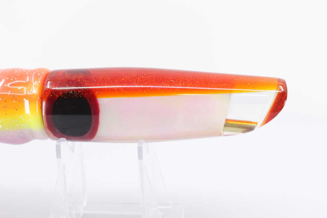 Coggin Lures White Pearl Glass Orange Back Old Style Stick Swimmer 12" 8oz Skirted