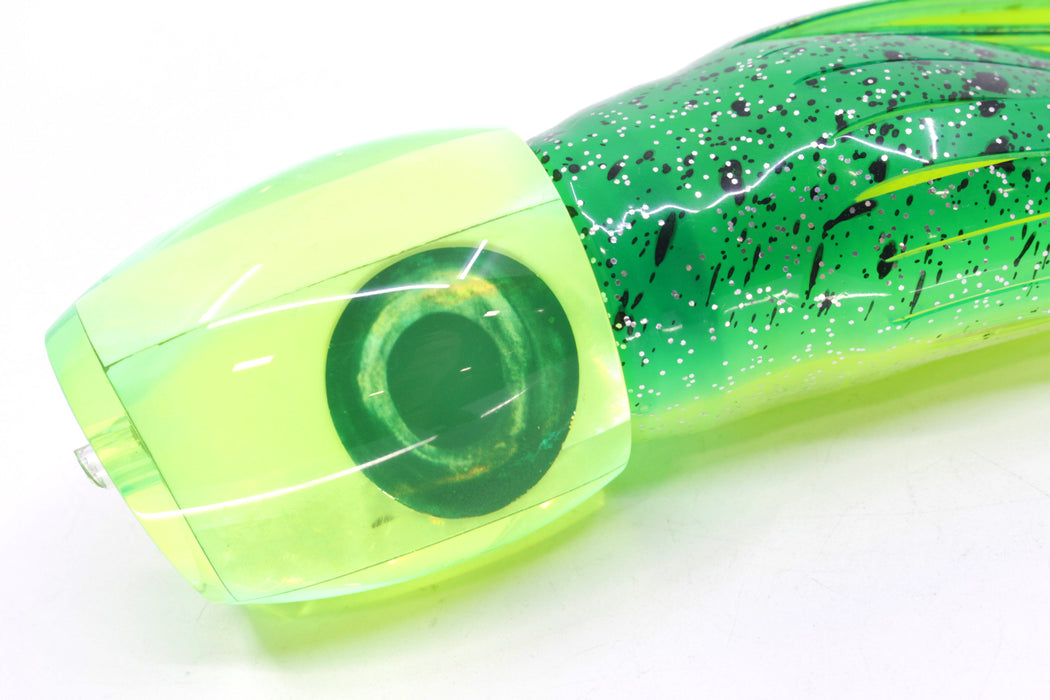 Moyes Lures Chartreuse MOP Taxi Eyes Medium Blaster 12" 8oz Skirted Green-Clear/Chartreuse