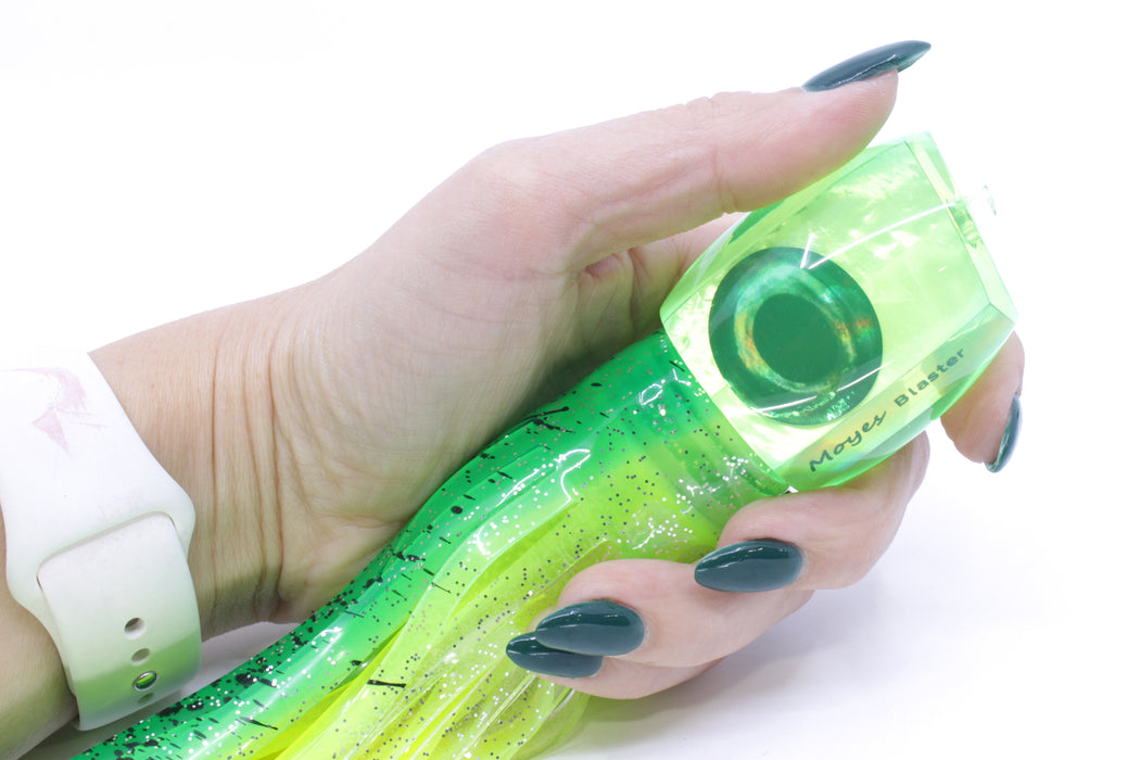 Moyes Lures Chartreuse MOP Taxi Eyes Medium Blaster 12" 8oz Skirted Green-Clear/Chartreuse