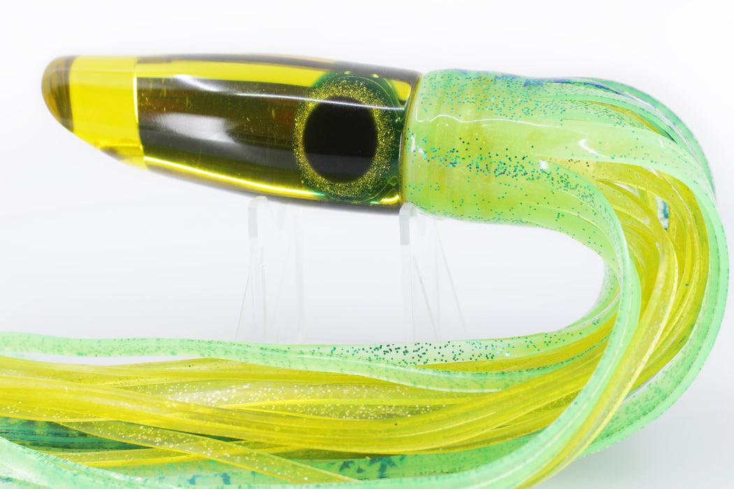 Coggin Lures Yellow Mirrored Old Style Stick Troll Swimmer 12" 7oz Skirted Green-Yellow