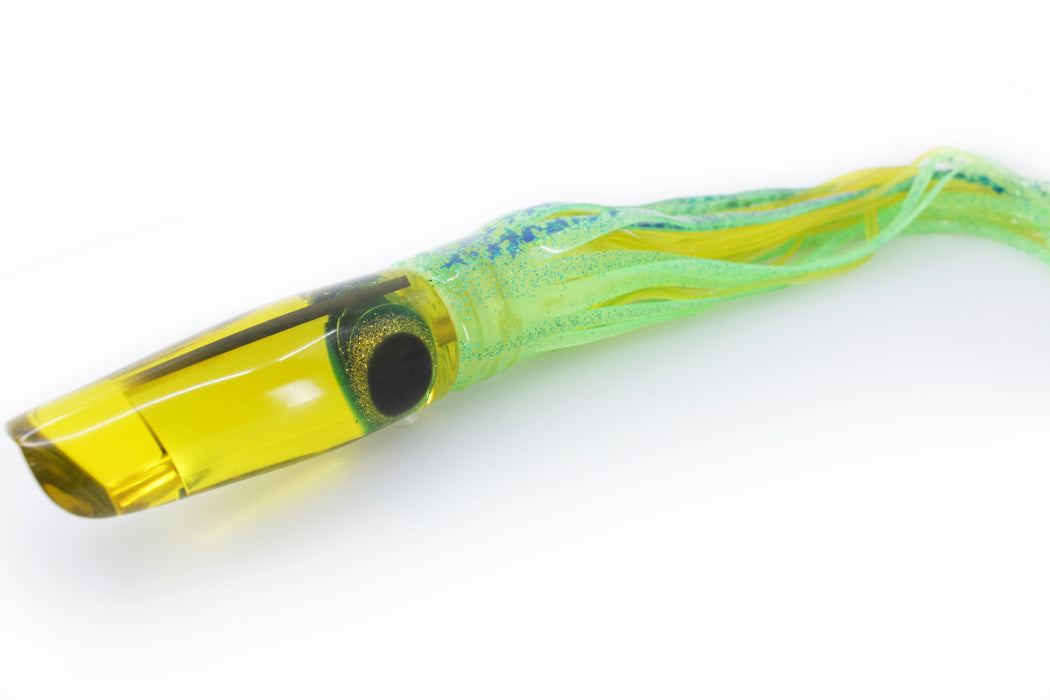 Coggin Lures Yellow Mirrored Old Style Stick Troll Swimmer 12" 7oz Skirted Green-Yellow