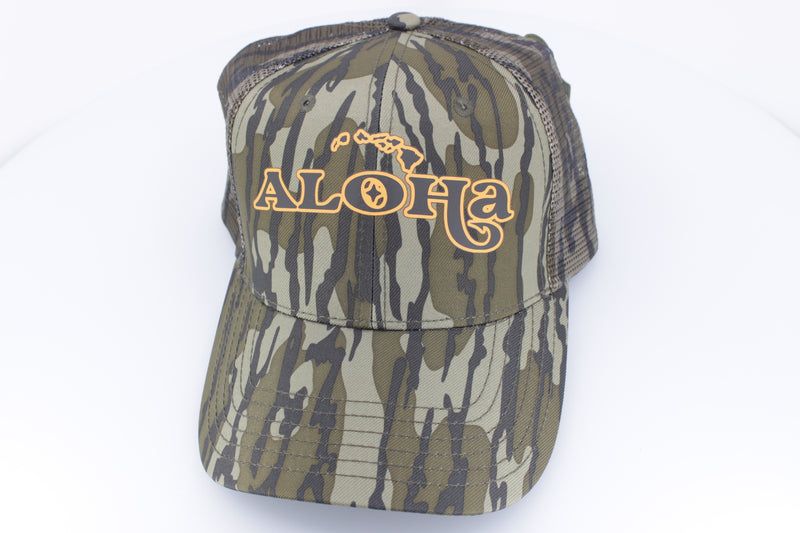 Aloha Lures "Aloha Hawaii" Dri-Duck Curved Visor Trucker Dark Camo