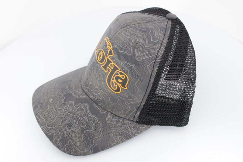 Aloha Lures "Aloha Hawaii" Dri-Duck Curved Visor Trucker Black-Grey Camo