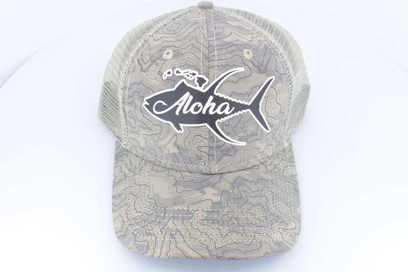 Aloha Lures "Aloha Ahi" Dri-Duck Curved Visor Trucker Light Camo