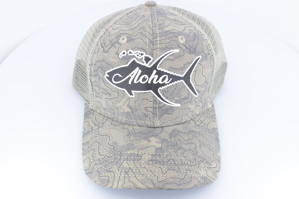 Aloha Lures "Aloha Ahi" Dri-Duck Curved Visor Trucker Light Camo