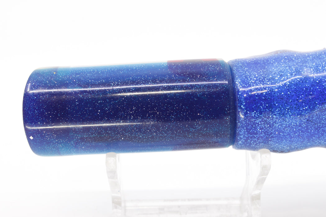 Coggin Lures White MOP Blue Back 4-Hole Kona Tube 9" 5oz Skirted Blue-Silver