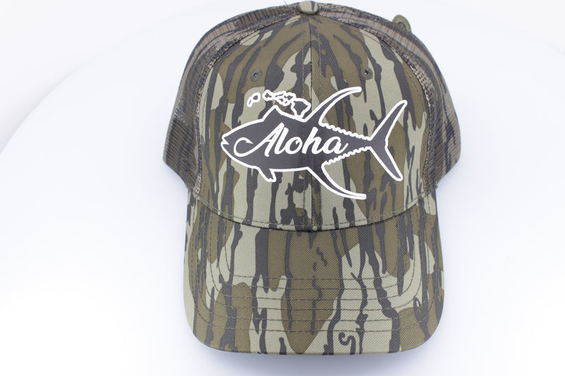 Aloha Lures "Aloha Ahi" Dri-Duck Curved Visor Trucker Dark Camo