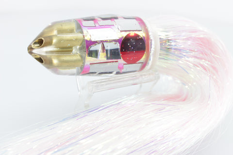 Tanigawa Lures Pink Rainbow Cracked Glass 4-Hole Bullet 9"+ 9oz Flashabou #1