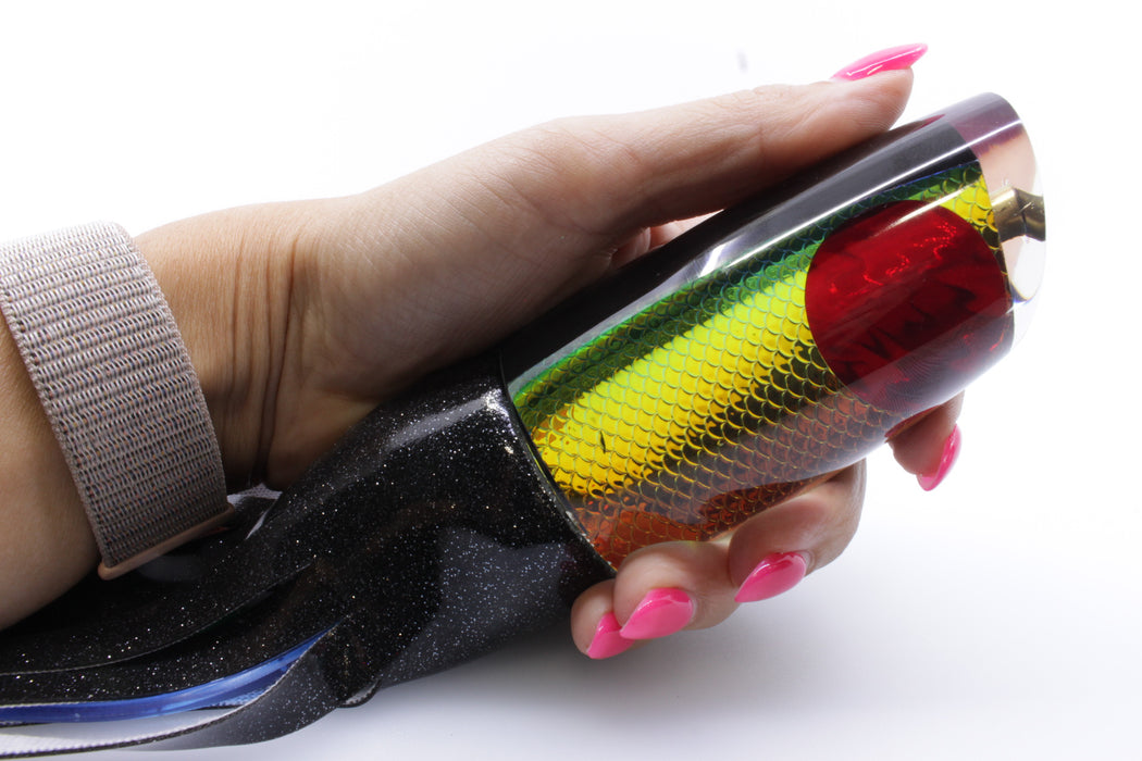 Koya Lures Rainbow Scale Red Eyes Medium Poi Dog 14" 10oz Vinyl Black