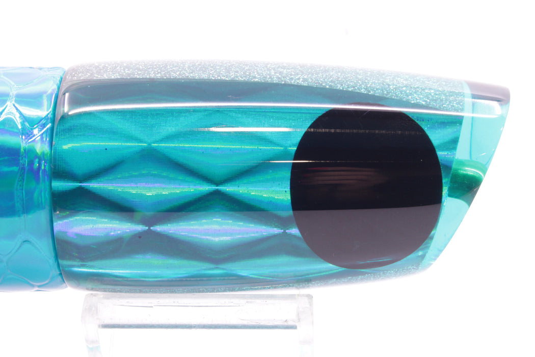 Koya Lures Teal Rainbow Diamond Medium Poi Dog 14" 10oz Vinyl Turquoise Scale