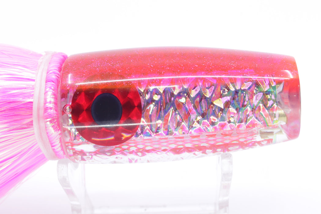 Coggin Lures Yellow-Pink Dichro Pink Back 4-Hole Big Slant Invert 9" 6.8oz Strobez