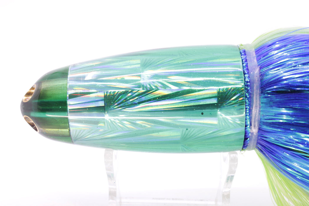 Ali'i Kai Lures Green Rainbow Starburst Dreamliner Jet 12" 14.5oz EZ Flash Blue-Green-White