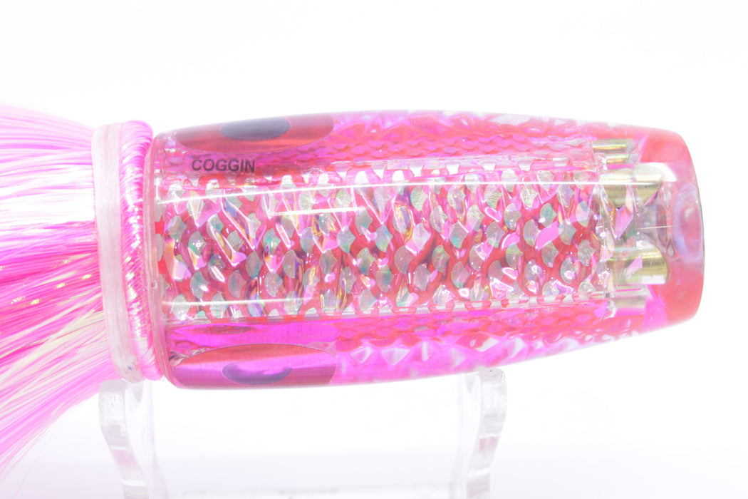 Coggin Lures Yellow-Pink Dichro Pink Back 4-Hole Big Slant Invert 9" 6.8oz Strobez