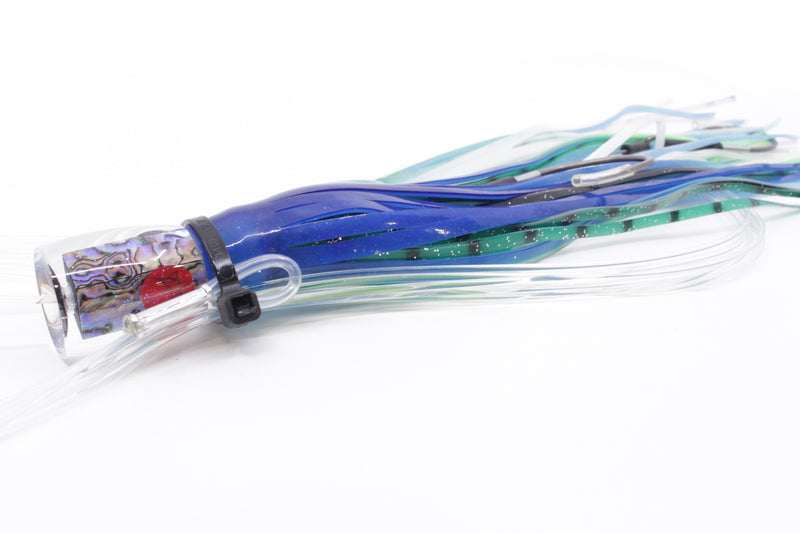 Bonze Lures Paua Shell Red Eyes #2 Rambo 7" 3oz Skirted Blue/Green Pre-Rigged