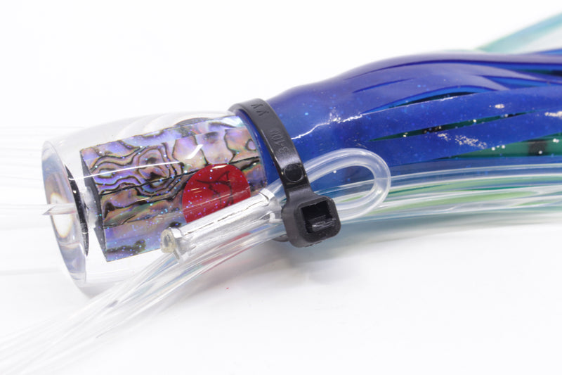Bonze Lures Paua Shell Red Eyes #2 Rambo 7" 3oz Skirted Blue/Green Pre-Rigged