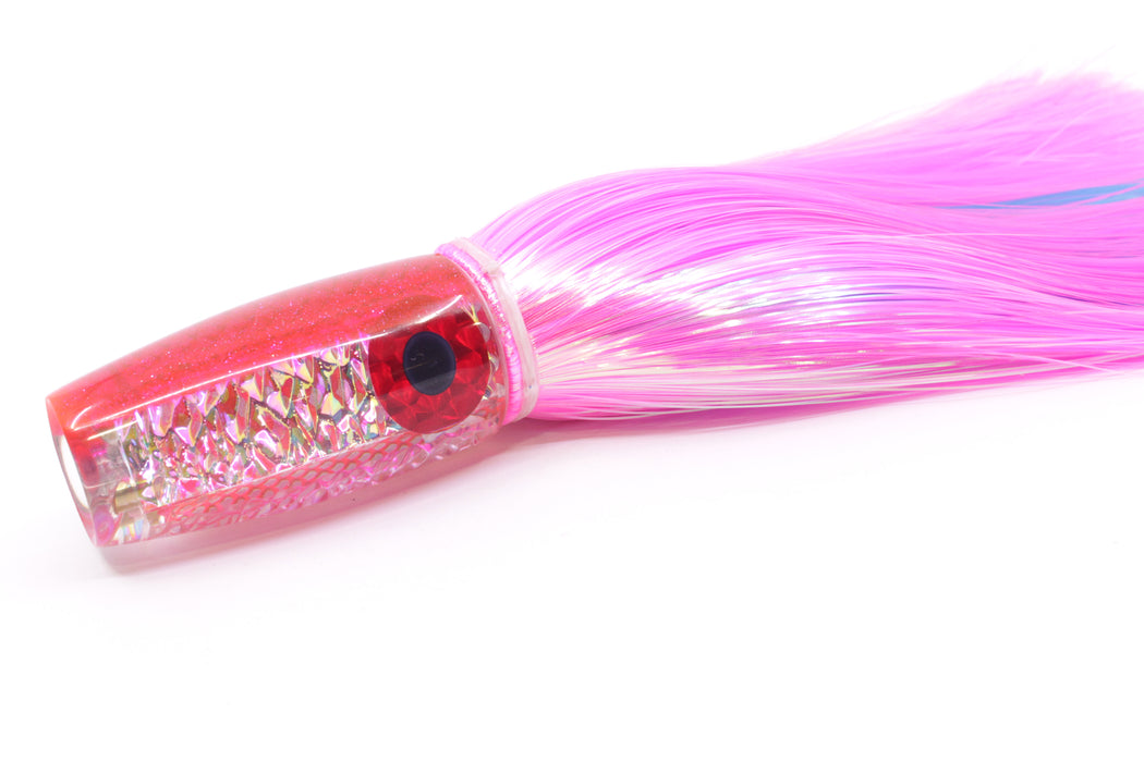 Coggin Lures Yellow-Pink Dichro Pink Back 4-Hole Big Slant Invert 9" 6.8oz Strobez