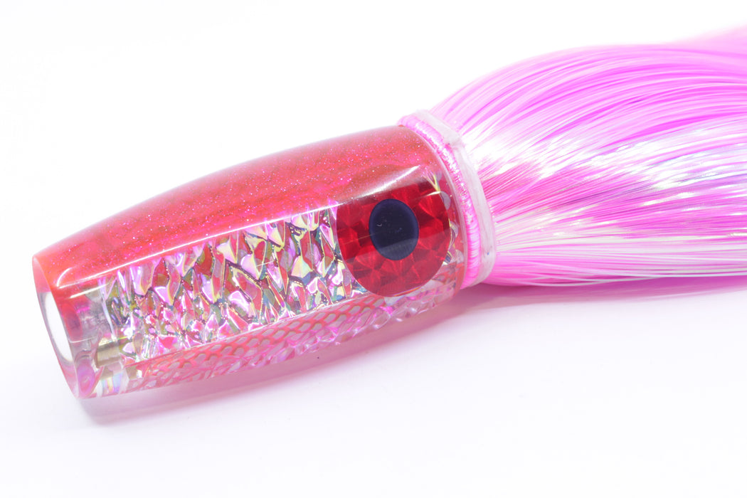 Coggin Lures Yellow-Pink Dichro Pink Back 4-Hole Big Slant Invert 9" 6.8oz Strobez