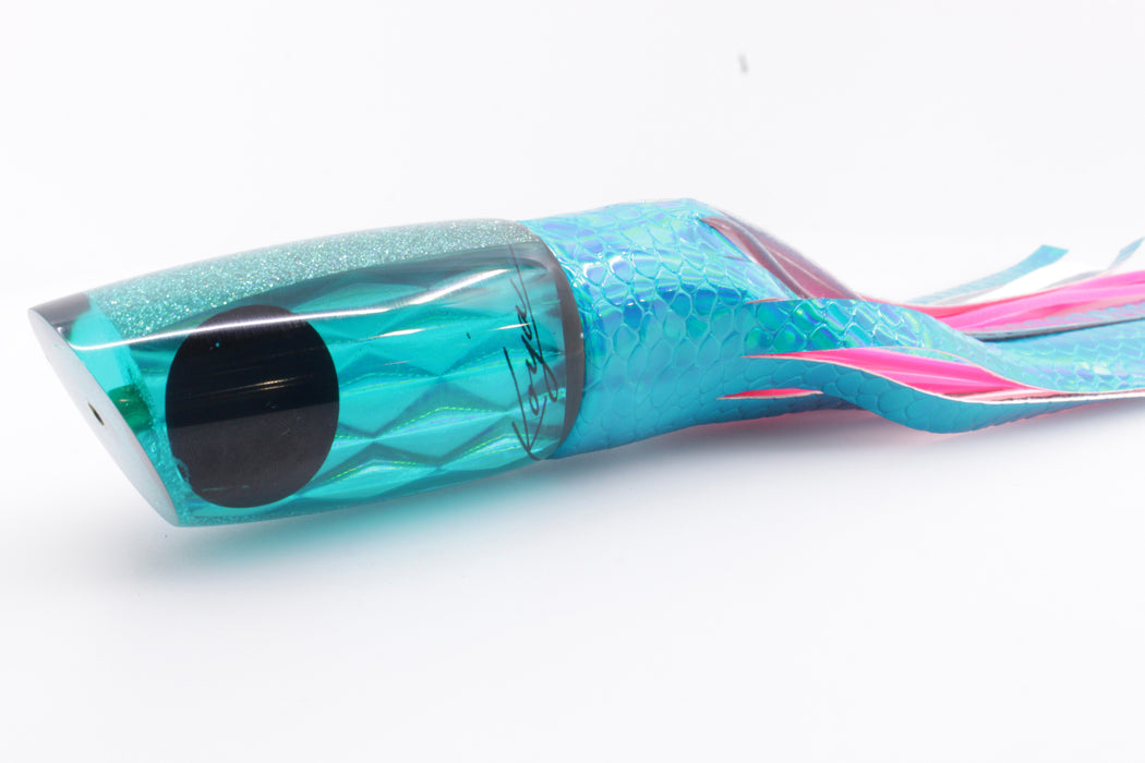 Koya Lures Teal Rainbow Diamond Medium Poi Dog 14" 10oz Vinyl Turquoise Scale