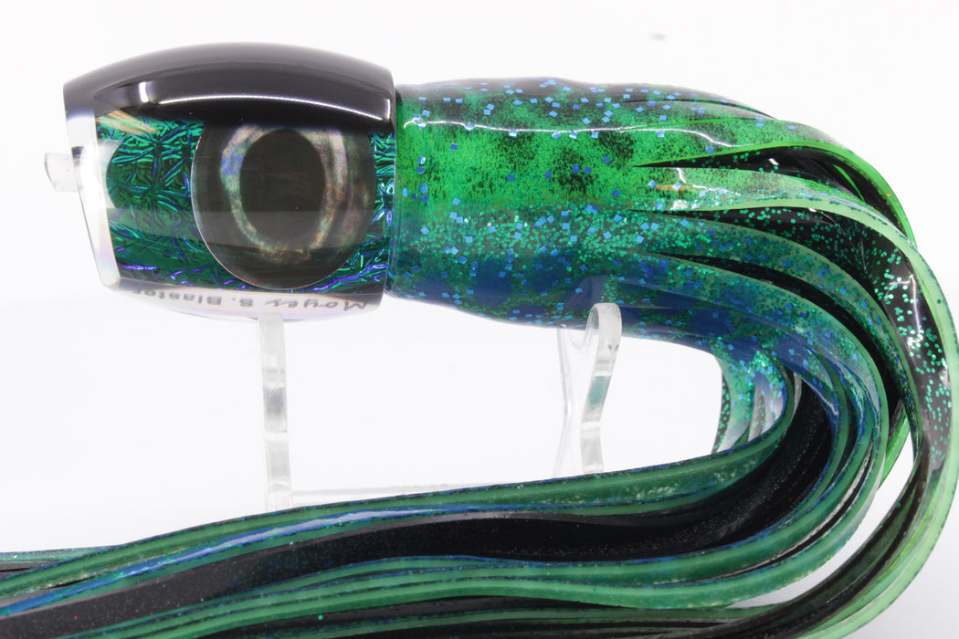 Moyes Lures Green-Blue Oil Slick Black Back Small Blaster 9" 4.5oz Skirted Black-Green