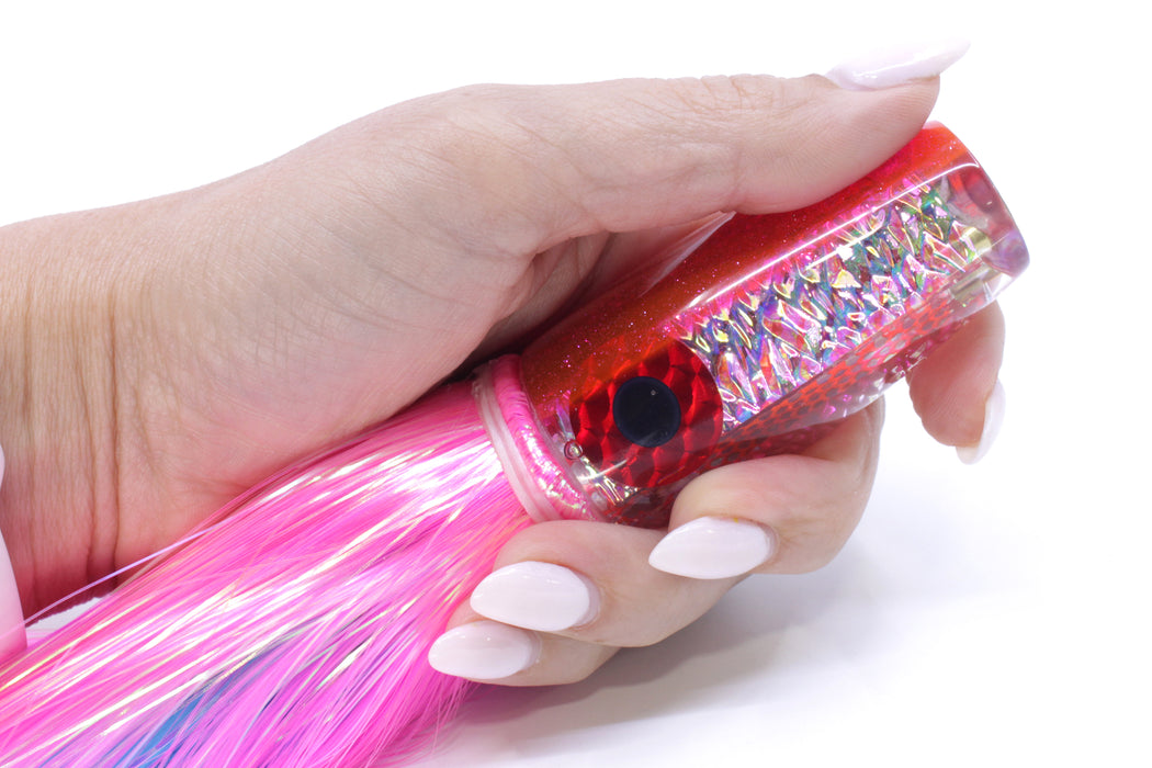 Coggin Lures Yellow-Pink Dichro Pink Back 4-Hole Big Slant Invert 9" 6.8oz Strobez