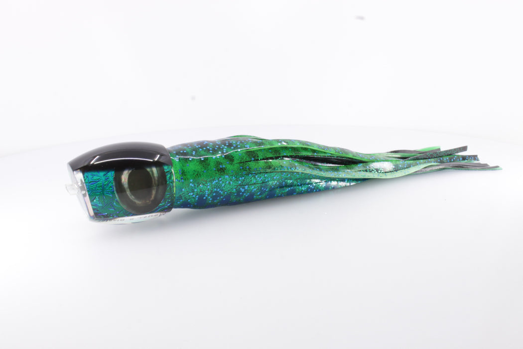 Moyes Lures Green-Blue Oil Slick Black Back Small Blaster 9" 4.5oz Skirted Black-Green