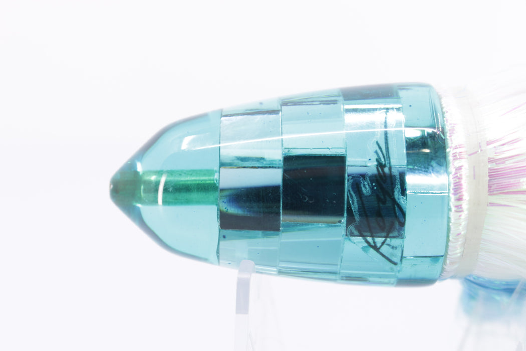 Koya Lures Turquoise Mirrored Clean Sweep Bullet 10" 9oz Flashabou Ice Blue-White