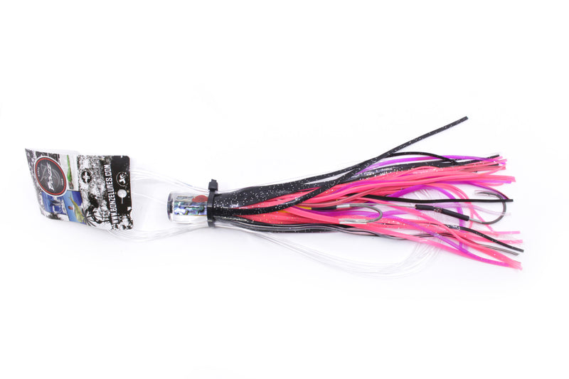 Bonze Lures Paua Shell Red Eyes #3 Rambo 7" 3oz Skirted Black-Fuchsia Pre-Rigged
