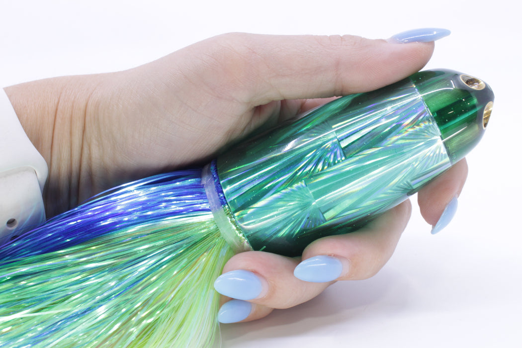 Ali'i Kai Lures Green Rainbow Starburst Dreamliner Jet 12" 14.5oz EZ Flash Blue-Green-White