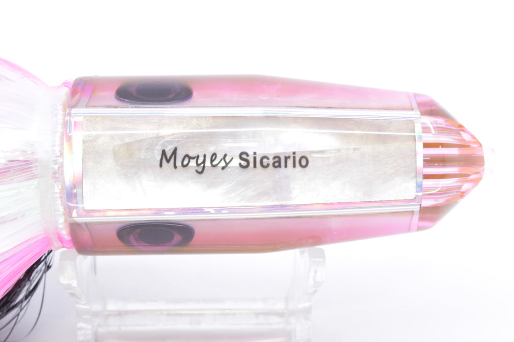 Moyes Lures White MOP Black-Pink Back 4-Hole Medium Sicario Bullet 10" 7.1oz Strobez