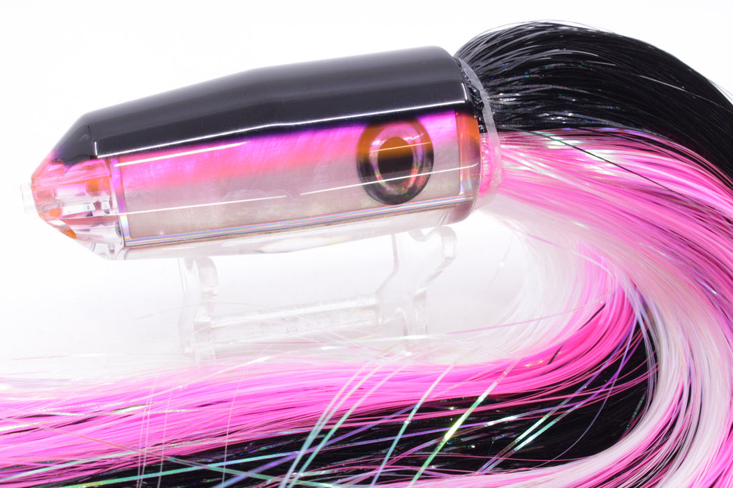 Moyes Lures White MOP Black-Pink Back 4-Hole Medium Sicario Bullet 10" 7.1oz Strobez