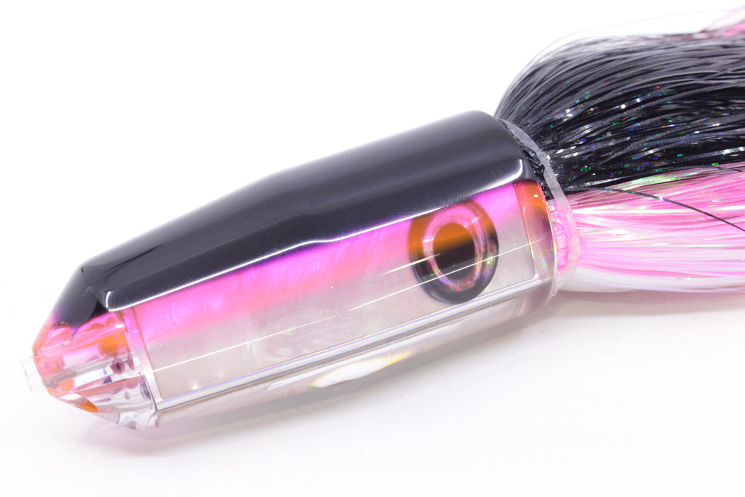 Moyes Lures White MOP Black-Pink Back 4-Hole Medium Sicario Bullet 10" 7.1oz Strobez