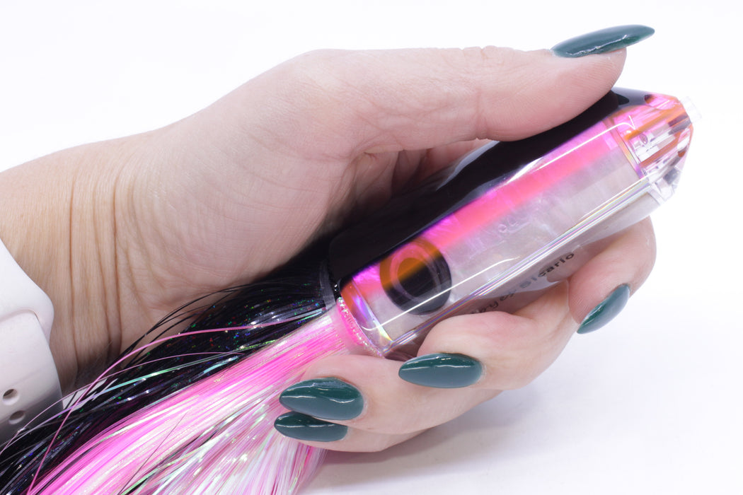 Moyes Lures White MOP Black-Pink Back 4-Hole Medium Sicario Bullet 10" 7.1oz Strobez