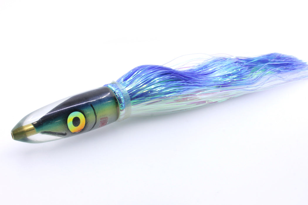 Tsutomu Lures Black-Blue-Yellow Fish Head Poke Bullet 6" 2.8oz Flashabou