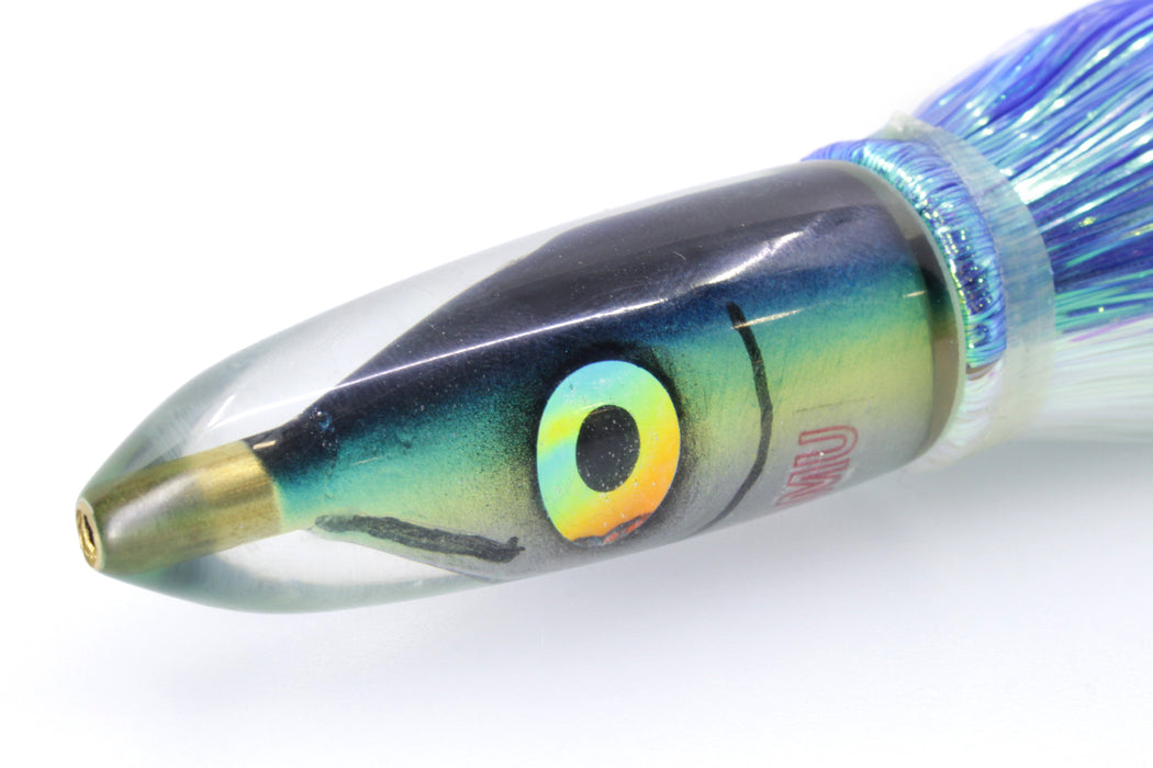 Tsutomu Lures Black-Blue-Yellow Fish Head Poke Bullet 6" 2.8oz Flashabou