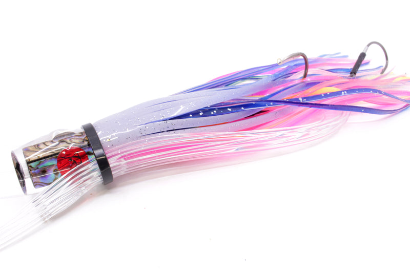 Bonze Lures Paua Shell Red Eyes #5 Outlaw 7" 3oz Skirted Blue-Pink Pre-Rigged