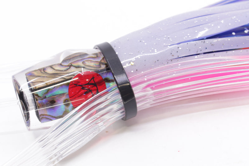 Bonze Lures Paua Shell Red Eyes #5 Outlaw 7" 3oz Skirted Blue-Pink Pre-Rigged