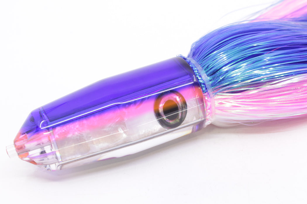 Moyes Lures White MOP Blue-Pink Back 4-Hole Medium Sicario Bullet 10" 7.1oz Strobez