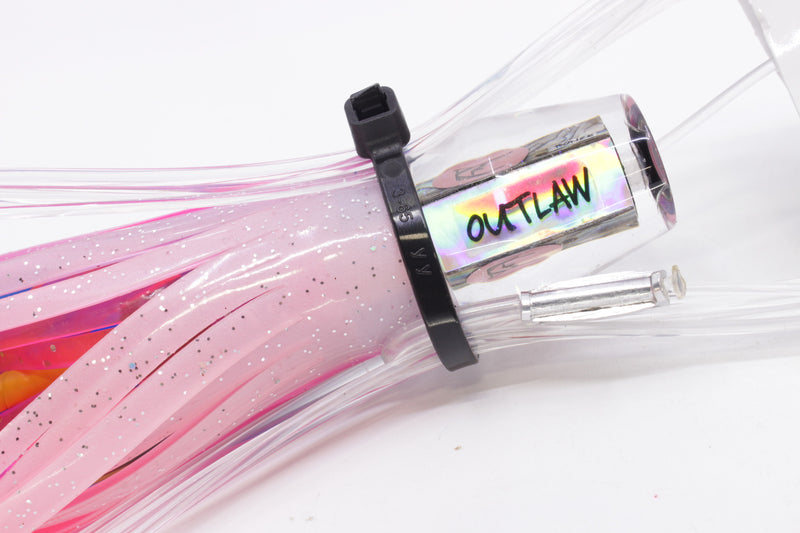 Bonze Lures Paua Shell Red Eyes #5 Outlaw 7" 3oz Skirted Blue-Pink Pre-Rigged