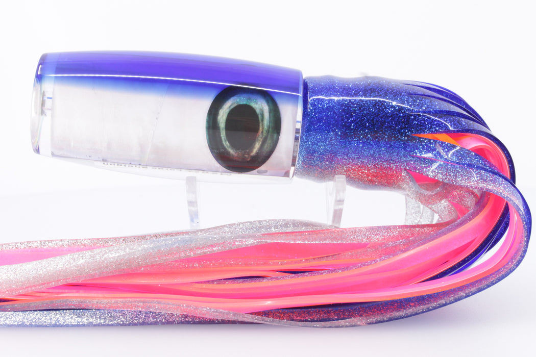 Moyes Lures White MOP Blue Back Large Shotgun 12" 7.8oz Skirted Blue-Silver-Pink