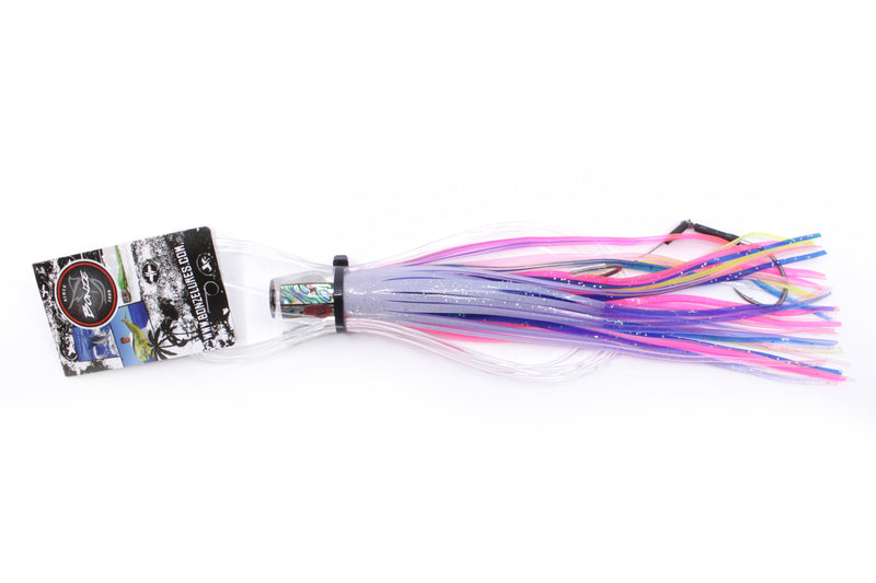 Bonze Lures Paua Shell Red Eyes #5 Outlaw 7" 3oz Skirted Blue-Pink Pre-Rigged