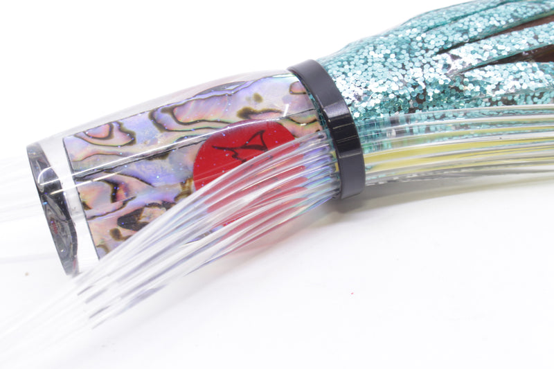 Bonze Lures Paua Shell Red Eyes #1 The Heat 9" 3.2oz Skirted Ice Blue-Silver Pre-Rigged