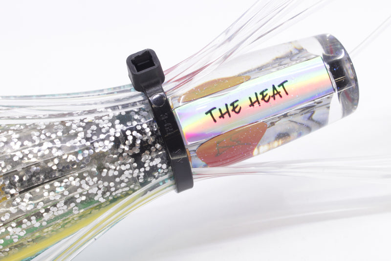 Bonze Lures Paua Shell Red Eyes #1 The Heat 9" 3.2oz Skirted Ice Blue-Silver Pre-Rigged